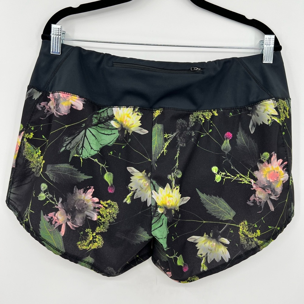 Oiselle Special Edition Longa Roga Shorts Moody Floral Print Media Pocket 12